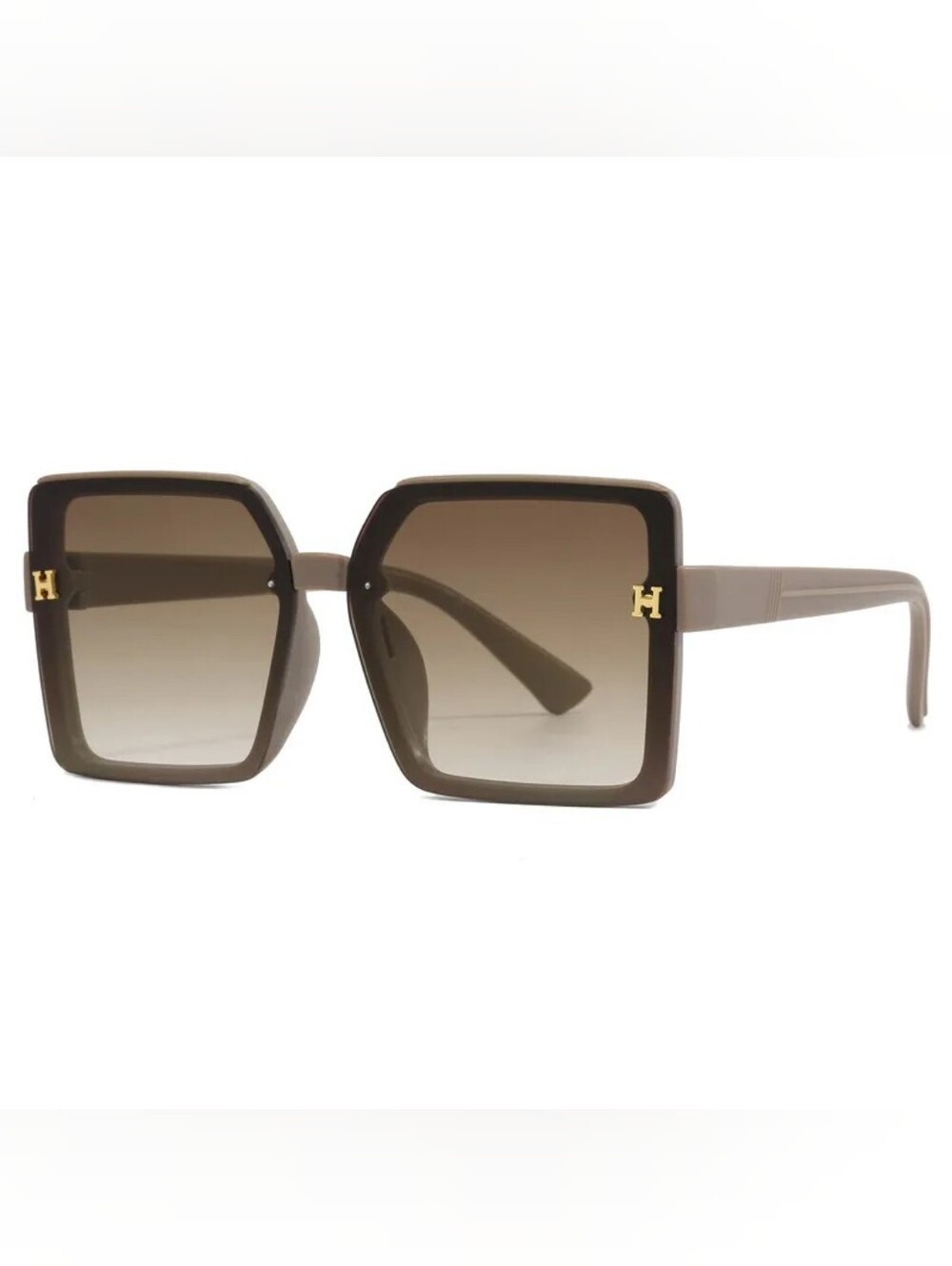 Luxury Square Brown Gradient Women's Sunglasses oversize eyelash friendly